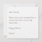 ヘブライ語のプーリムおめでとう メギラト・エステル カード (裏面)