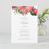 ヘブライ語の名前を付けるユダヤ人のベビーガールフローラピンク 招待状 (スタンド正面)