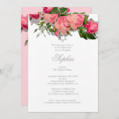 ヘブライ語の名前を付けるユダヤ人のベビーガールフローラピンク 招待状 (正面/裏面)