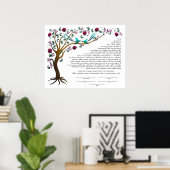 ヘブライ語の引用文を持つ生命の木 ポスター (ホームオフィス)