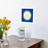 ヘブライ語の来年エルサレムでブルーの金ゴールド 箔ポスター (レイダウン (キッチン))