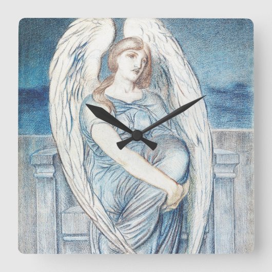 ヘブライ語の聖書の守護天使 スクエア壁時計 (正面)