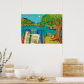 ヘブライ語の聖書の詩篇1ユダヤ教のキリスト教絵画 ポスター (キッチン)