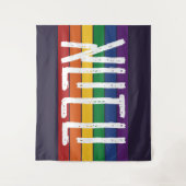 ヘブライ語の「アハヴァ」＝「愛」 レインボー - LGBTQユダヤ人 タペストリー (正面)