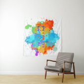 ヘブライ語の「シャローム」- ペイントスプラッシュの背景   タペストリー (インサイチュ(横))