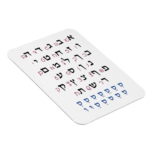 ヘブライ語アルファベットとニクッド・ユダヤ人教育色 マグネット (右側)