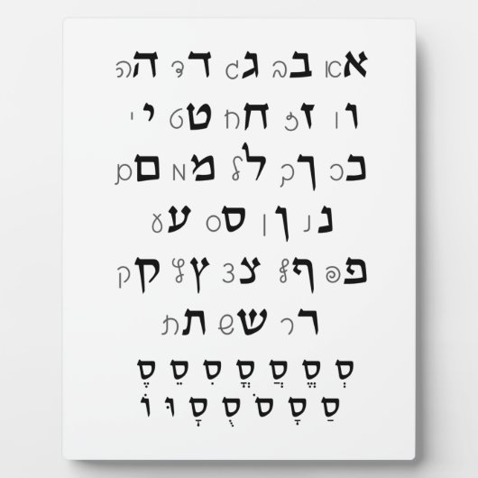 ヘブライ語アルファベットとニクッド・ユダヤ教育 フォトプラーク (正面)