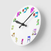 ヘブライ語アルファベットの壁時計 ラウンド壁時計 (傾斜)