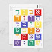 ヘブライ語アルファベットレインボーハガキ ポストカード (正面/裏面)