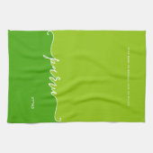 ヘブライ語グリーンを使用したKosher Kitchen Script Parve キッチンタオル (横)