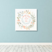 ヘブライ語シェマイスラエル花のリースユダヤ祈りの言葉 キャンバスプリント (インサイチュ (ウッドフロア))