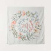 ヘブライ語シェマイスラエル花のリースユダヤ祈りの言葉 タペストリー (正面(横))