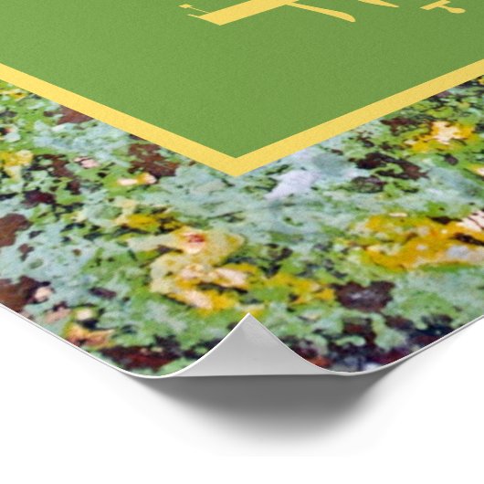 ヘブライ語シェマユダヤ祈りの言葉グリーン絵を描抽象芸術 ポスター (角)