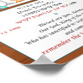 ヘブライ語シャバット祈りの言葉ポスター ポスター (角)