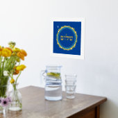 ヘブライ語シャロムエルサレム金ゴールドオンブルー 箔ポスター (レイダウン (キッチン))