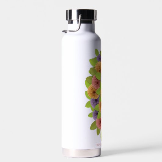 ヘブライ語パーソナライズされたかわいらしモダンフローラ ウォーターボトル (右面)