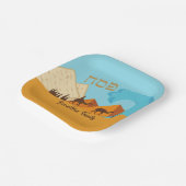 ヘブライ語ペサックパスソーバー金ゴールドとブルーマッザー ペーパープレート (傾斜あり)