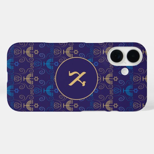 ヘブライ語モノグラムハヌカパーソナライズされたカHanukkiah Case-Mate iPhoneケース (裏面 (横))