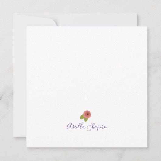 ヘブライ語モノグラムALEFパーソナライズされたサンキューカード サンキューカード (裏面)