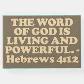 ヘブライ語4:12の聖書の詩。 ゲストブック (裏面)