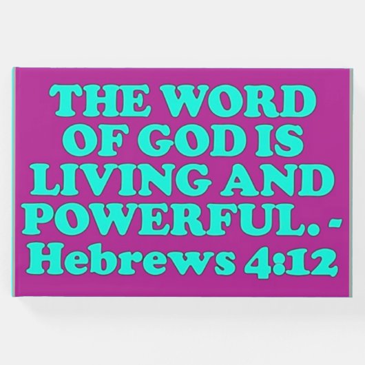 ヘブライ語4:12の聖書の詩。 ゲストブック (正面)