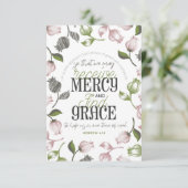 ヘブライ語4:16引用文とフローラアート白ver サンキューカード (スタンド正面)