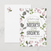 ヘブライ語4:16引用文とフローラアート白ver サンキューカード (正面/裏面)