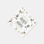 ヘブライ語4:16引用文とフローラアート白ver スタンダードカクテルナプキン (角)