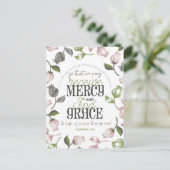 ヘブライ語4:16引用文とフローラアート白ver ポストカード (スタンド正面)