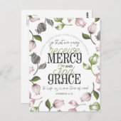 ヘブライ語4:16引用文とフローラアート白ver ポストカード (正面/裏面)