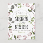 ヘブライ語4:16引用文とフローラアート白ver ポストカード (正面)