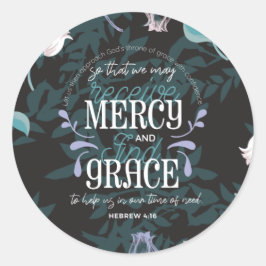 ヘブライ語4:16引用文黒ver ラウンドシール