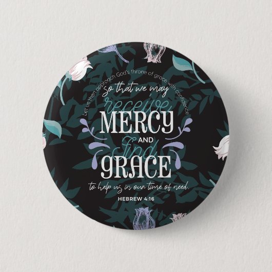 ヘブライ語4:16引用文黒ver 缶バッジ (正面)