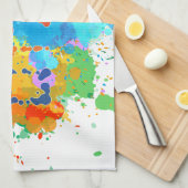 ヘブライ語「シャロム」とスプラ絵を描ッシュの背景 キッチンタオル (四つ折り)