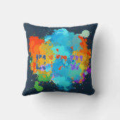 ヘブライ語「シャロム」とスプラ絵を描ッシュの背景 クッション (裏面)