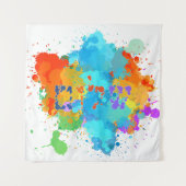 ヘブライ語「シャロム」とスプラ絵を描ッシュの背景 タペストリー (正面)