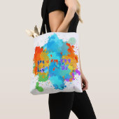 ヘブライ語「シャロム」とスプラ絵を描ッシュの背景 トートバッグ (クローズアップ)