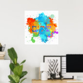 ヘブライ語「シャロム」とスプラ絵を描ッシュの背景 ポスター (ホームオフィス)