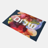 ヘブライ語"シャロム"水彩背景 ドアマット (アングル)