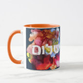 ヘブライ語"シャロム"水彩背景 マグカップ (左)