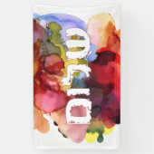 ヘブライ語"シャロム"水彩背景 横断幕 (縦)