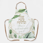 ヘブライ語Rosh Hashana Greetings水色葉 エプロン (正面)