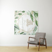 ヘブライ語Rosh Hashana Greetings水色葉 タペストリー (インサイチュ(横))