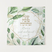 ヘブライ語Rosh Hashana Greetings水色葉 タペストリー (正面)