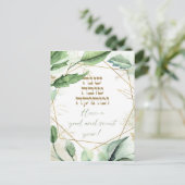 ヘブライ語Rosh Hashana Greetings水色葉 ポストカード (スタンド正面)