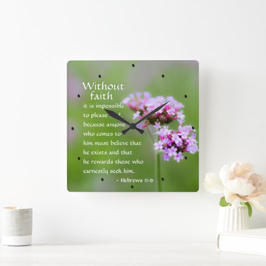 ヘブライ11:6彼は彼を追求する人に、聖書報酬を与えます スクエア壁時計 (ホーム)