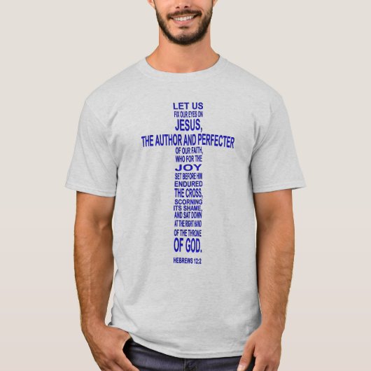 ヘブライ12:2 -青 Tシャツ (正面)