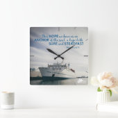 ヘブライ6:19の柱時計 スクエア壁時計 (ホーム)