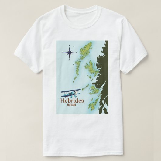 ヘブリディーズ諸島 スコットランド旅行地図 Tシャツ (デザイン正面)