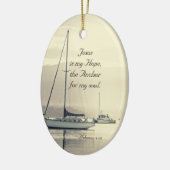 ヘブリューズ6:19イエス・いかり、私の魂、帆船 セラミックオーナメント (左)